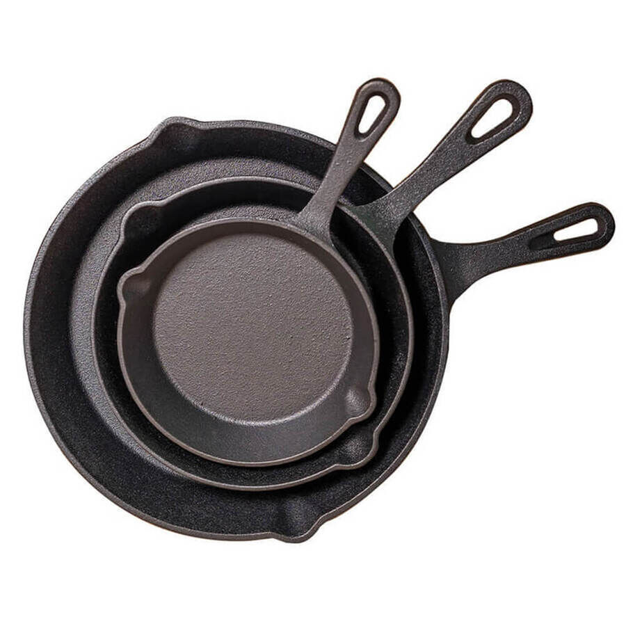 3 Piece Cast Iron Pan Set by Flaming Coals