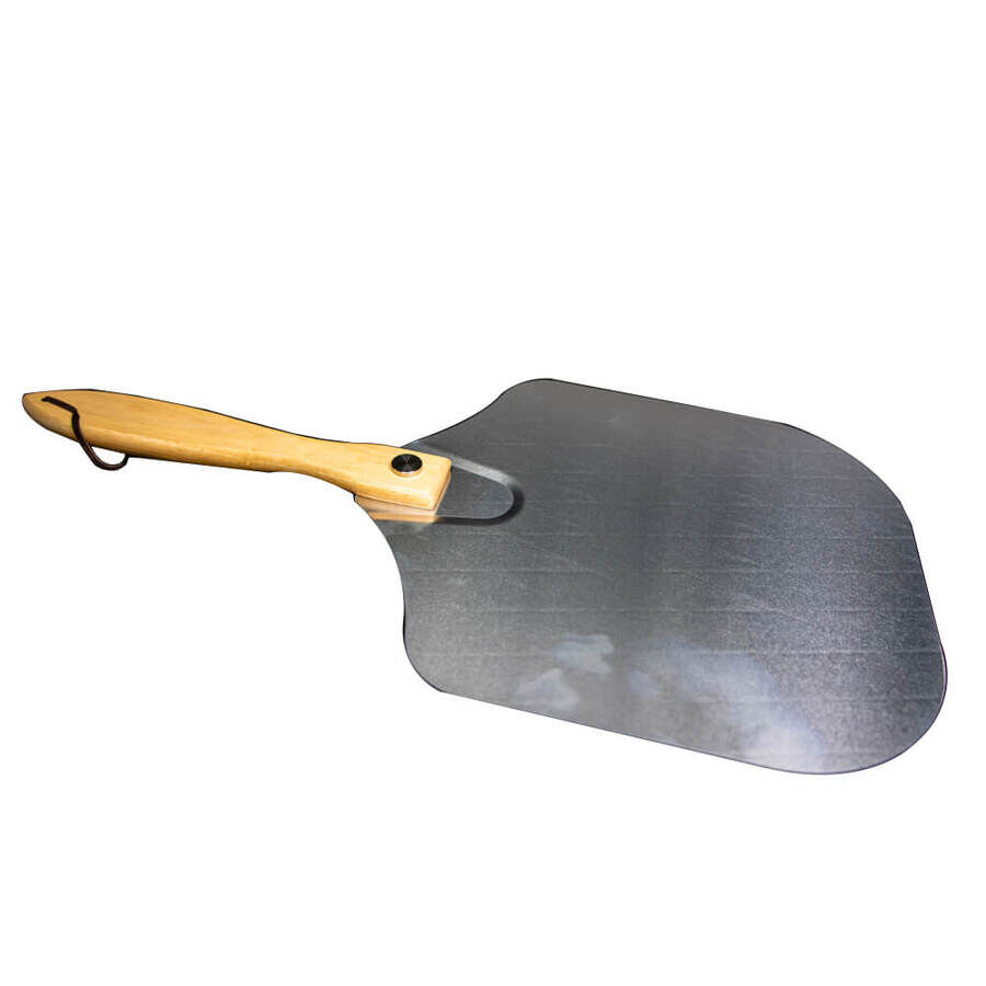 Aluminium Pizza Peel with Foldable Wood Handle and Pizza Cutter