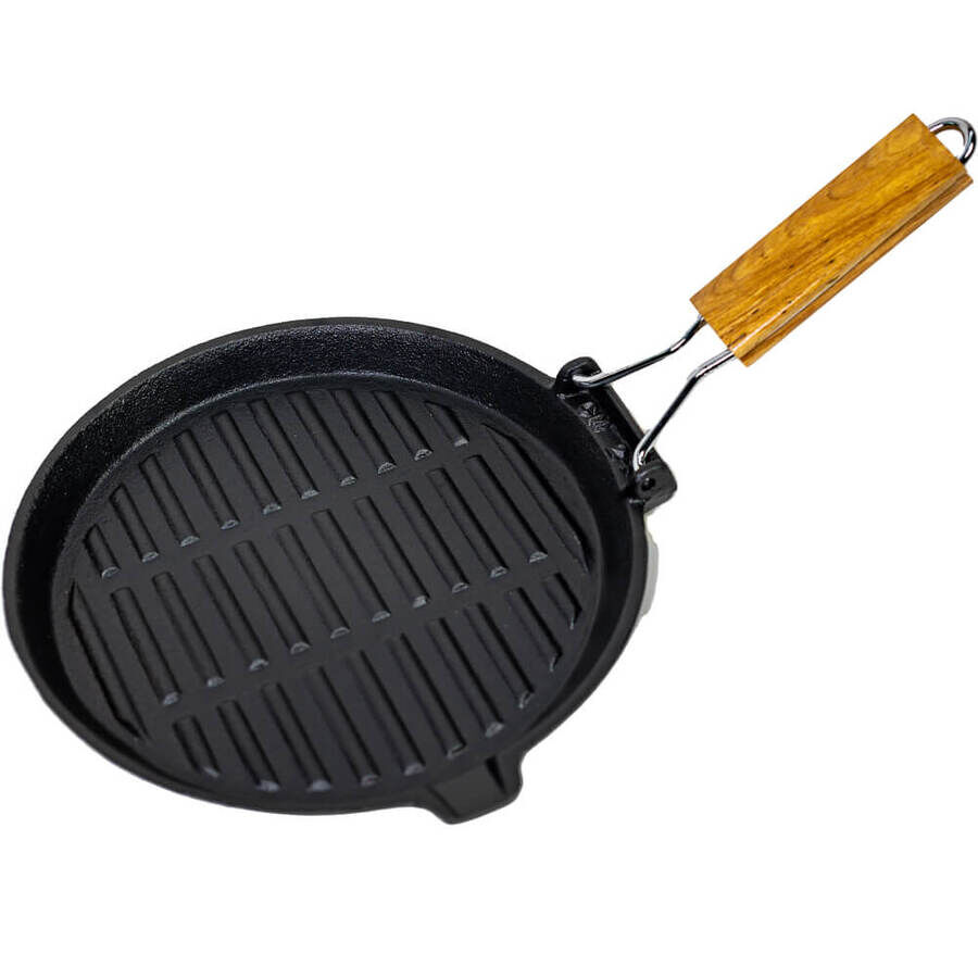 Folding Cast Iron Frypan Preseasoned 240mm Round | Supex