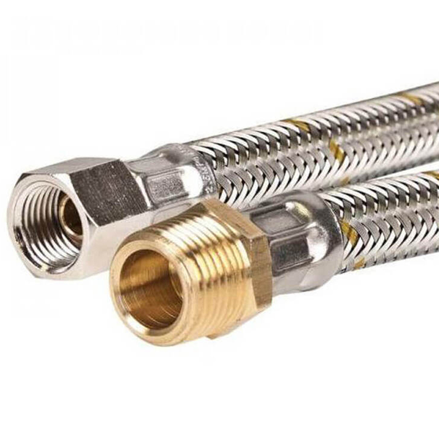 Stainless Steel Braided LP Gas Hose - 3/8" BSP Male to 1/4 Female 900mm