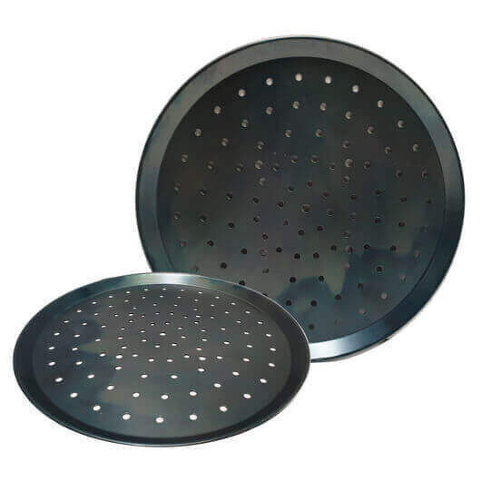 Perforated Black Pizza Tray - Flaming Coals