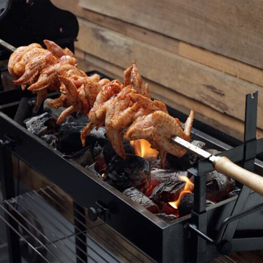 Cyprus Spit Roast Skewer- 3x Large (Stainless Steel) - 8mm - Flaming Coals