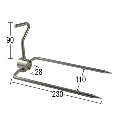 Large 2 Prong Rotisserie Fork - 28mm(1 inch) Round x 2 - Flaming Coals hover