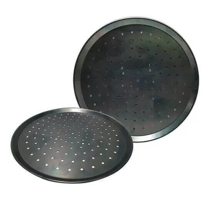 Perforated Black Pizza Tray - Flaming Coals hover