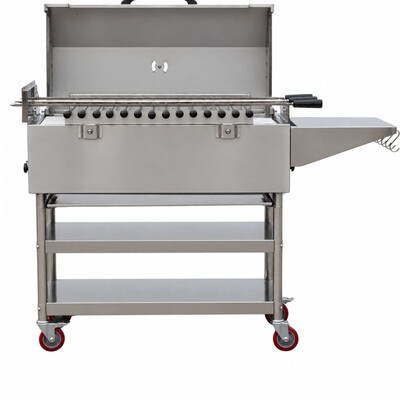 Hooded Cyprus Spit Roaster – 3 Skewer Stainless Steel with Firebricks hover