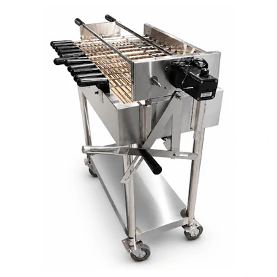 Cypriot Souvla BBQ – 2 Skewer Stainless Steel Spit Rotisserie hover