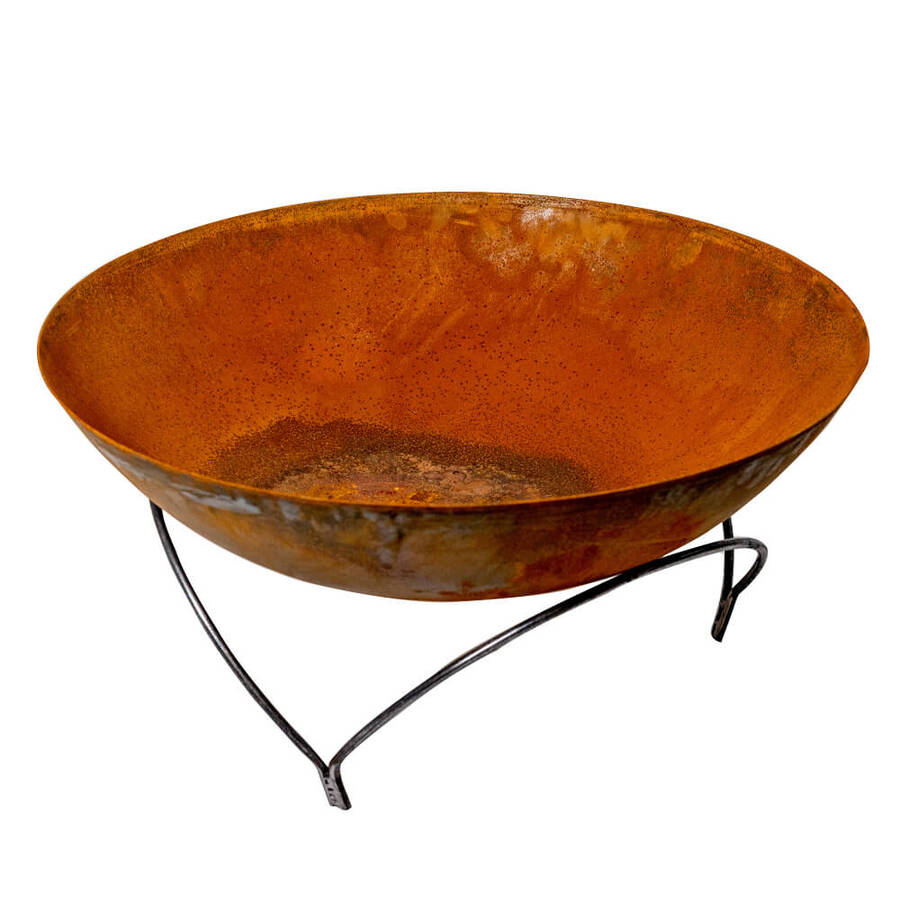 Raised Round Rustic Firepit - 800mm - Flaming Coals