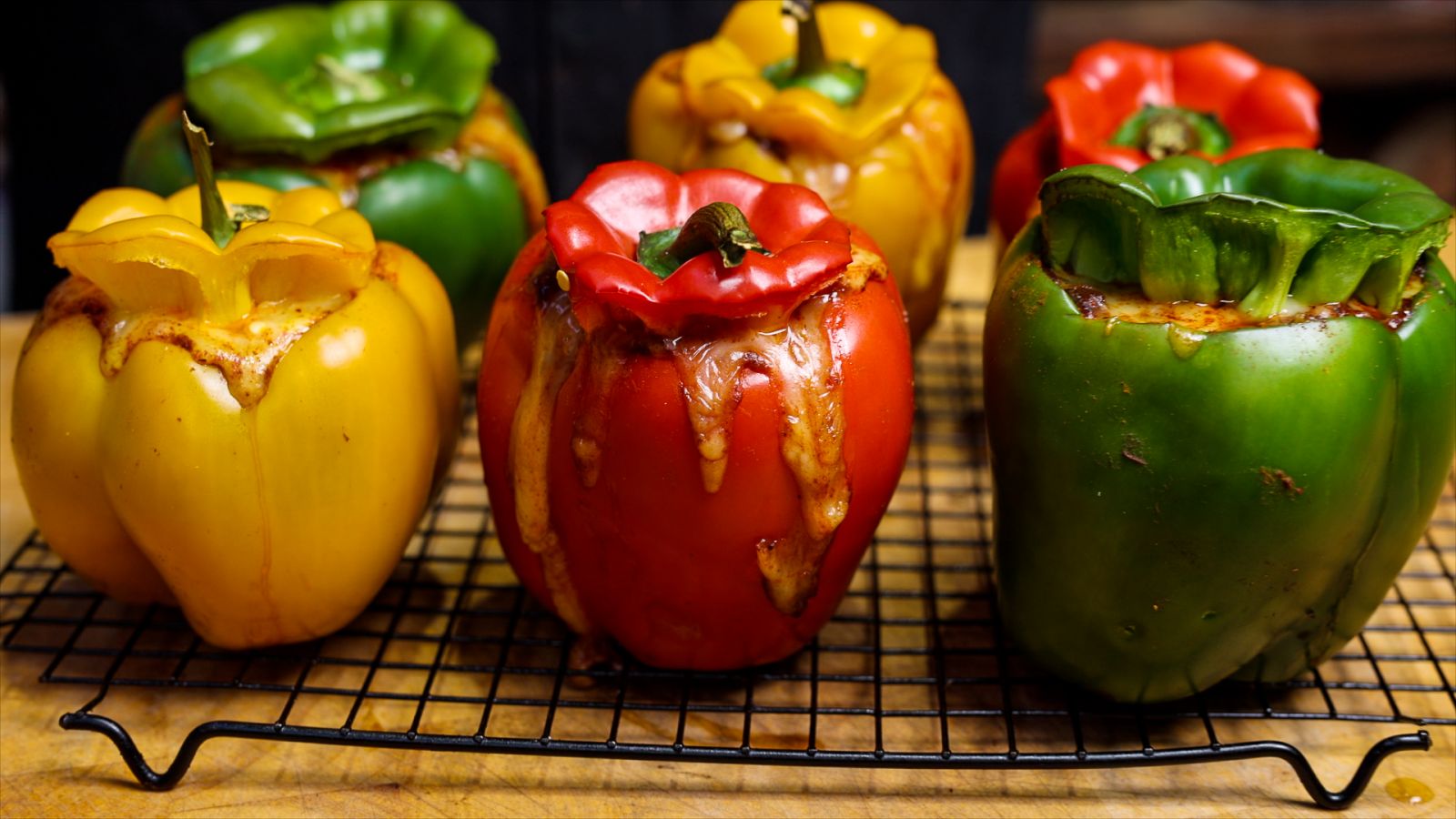 This image shows capsicum in the baking tray ready to be placed on Flaming Coals offset smoker