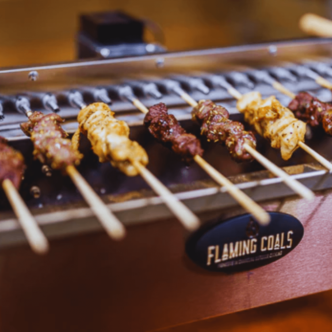 Delicious Kebabs cooked on Hibachi BBQ 