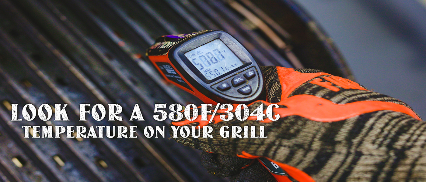This image shows 580f temperature of the grill