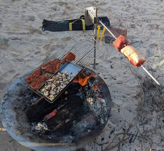 This_image_shows_Portable_Camping_Spit_used_for_Camping_BBQ