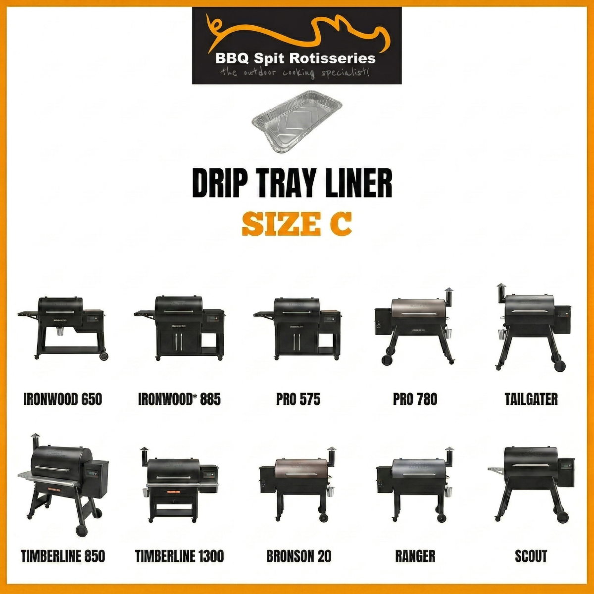 Traeger drip tray liner size C 5 pack compatible with Ironwood Pro and Timberline pellet grills