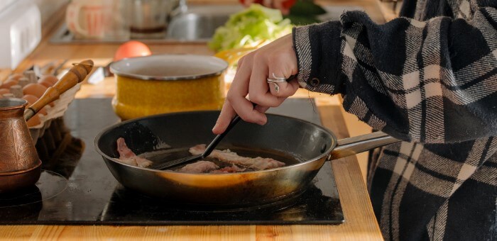 This photo shows a delicious Bacon cooked in a pan