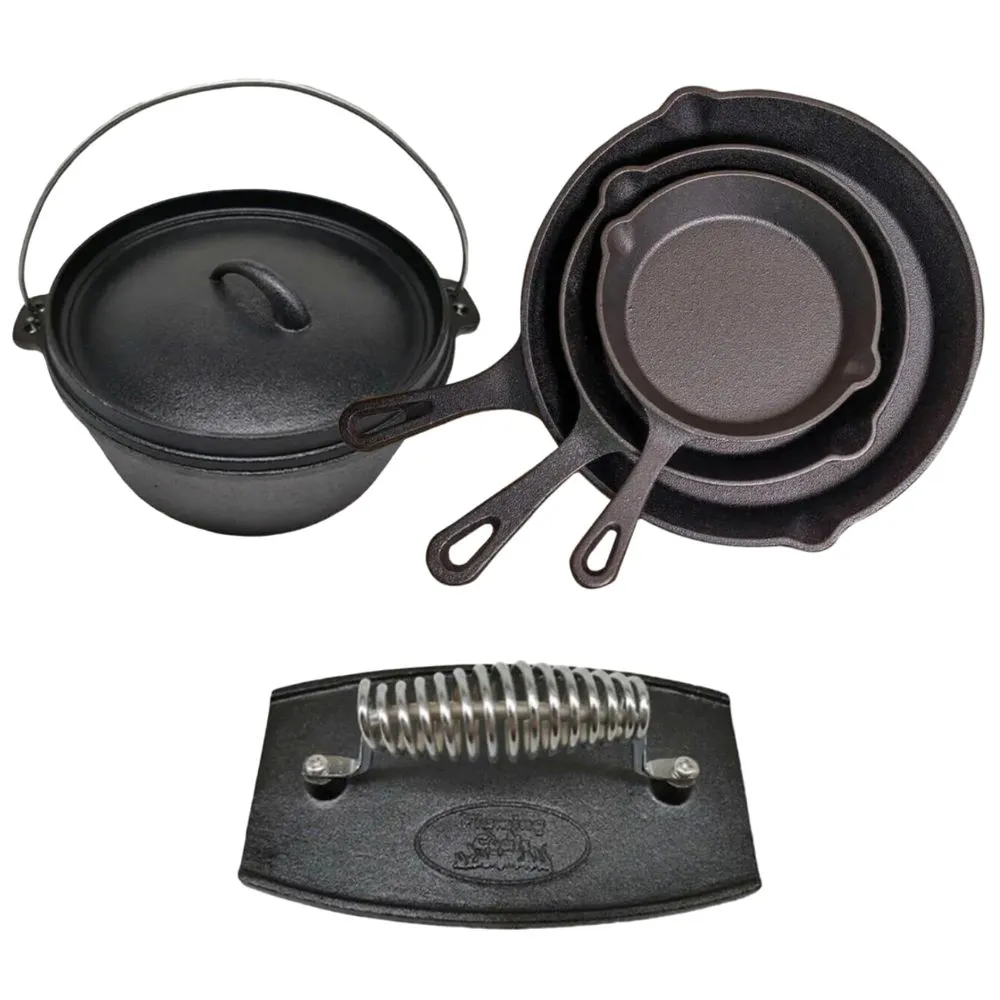 Cast Iron Cookware Combo with 9qt Camp Oven by Flaming Coals