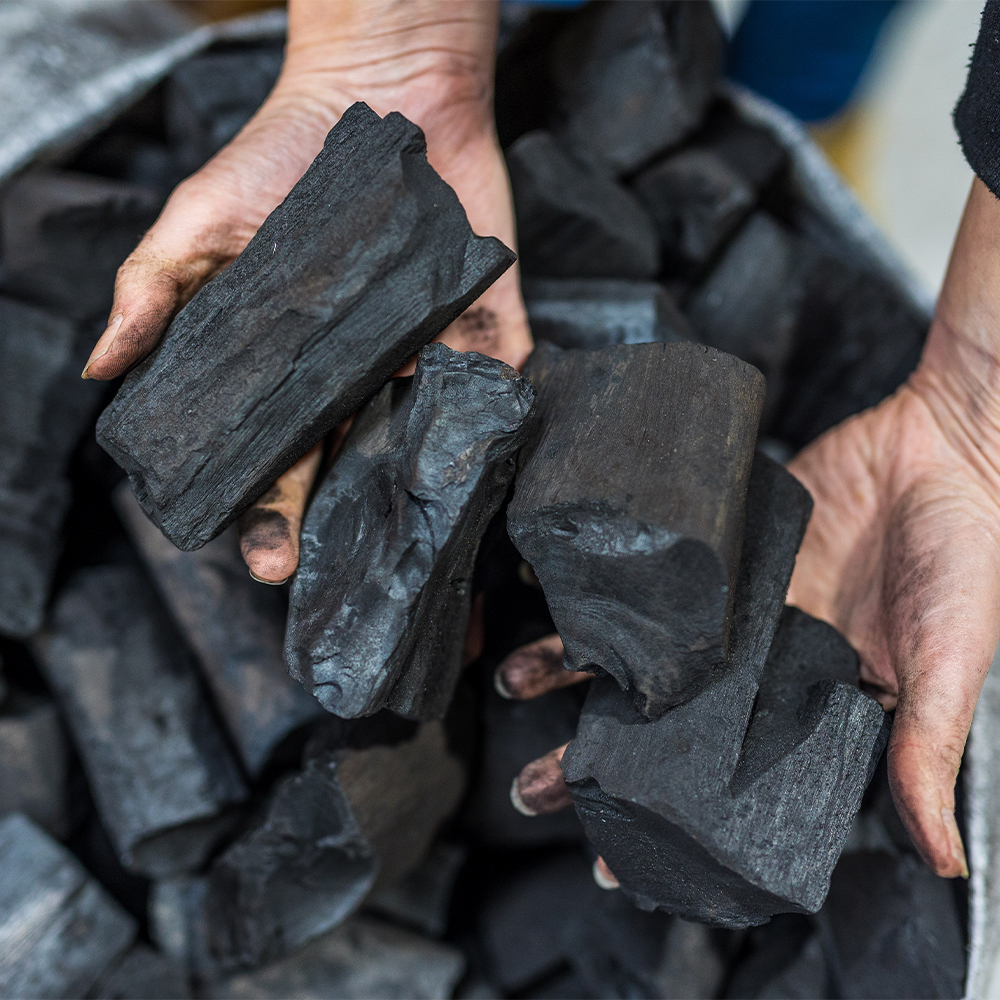 This image shows good fuel of lump charcoal