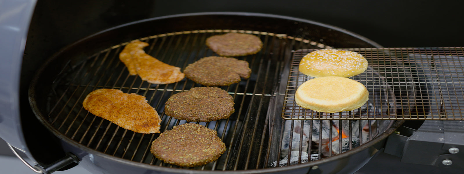 This image shows chicken breasts and Beef fatty cooked on SNS Kettle