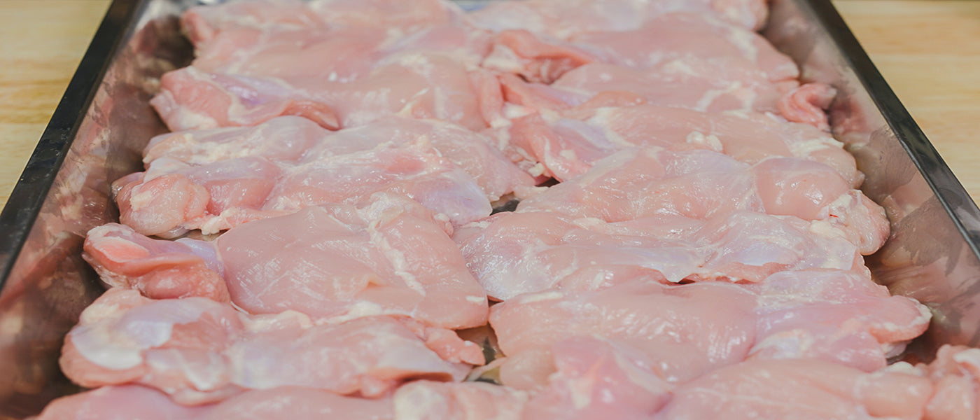 This image shows chicken thighs for cooking gyro.