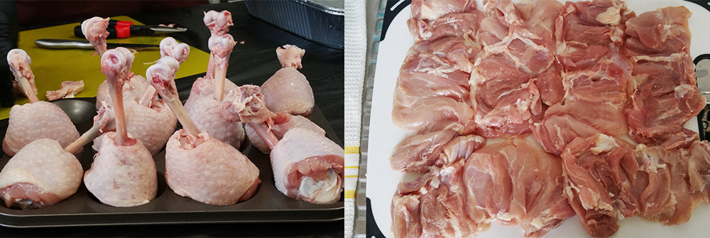 raw chicken lollipop and chicken thighs