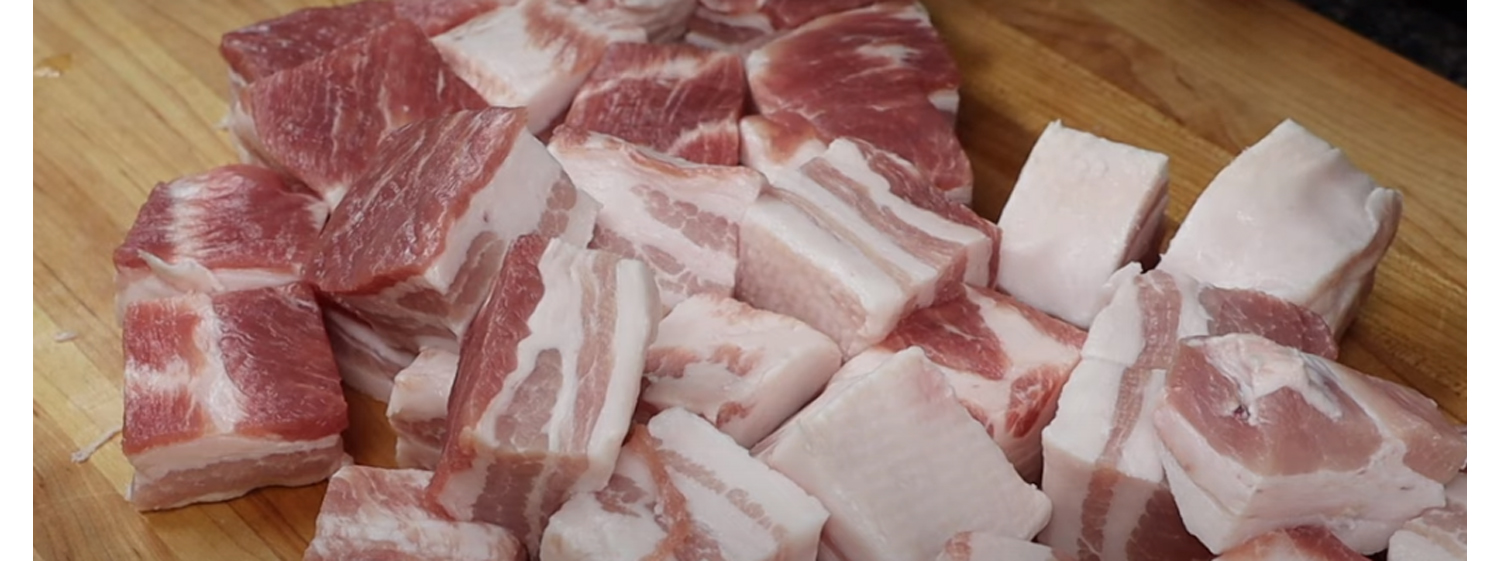 This image shows a cut pork belly. 