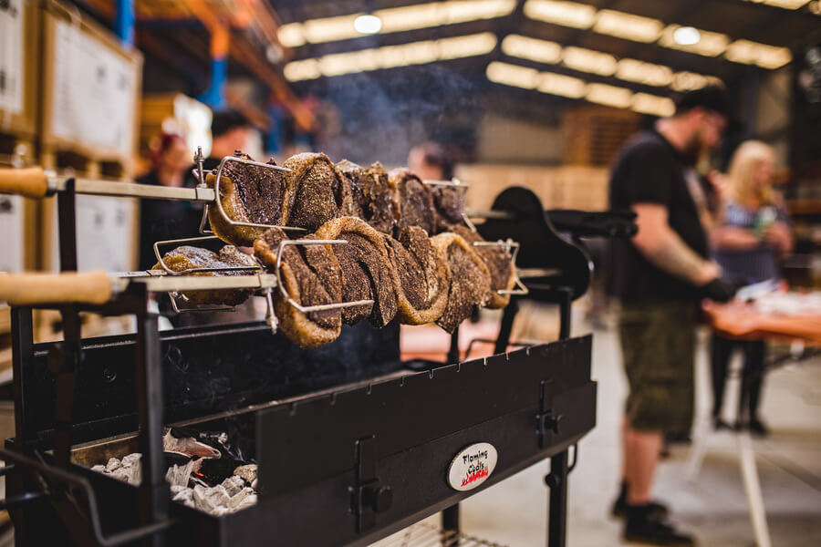 This picture shows the Cyprus Spit in use cooking Picanha 