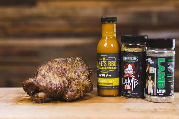 This image shows delicious Lamb Shoulder and BBQ Rubs and Seasoning