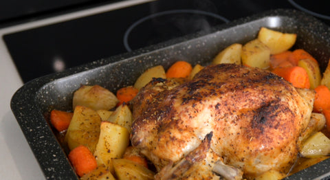 Delicious whole chicken with nutritious veggies