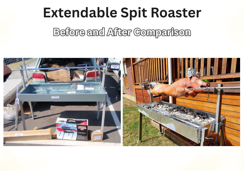 Extendable Spit Roaster Before and after comparison