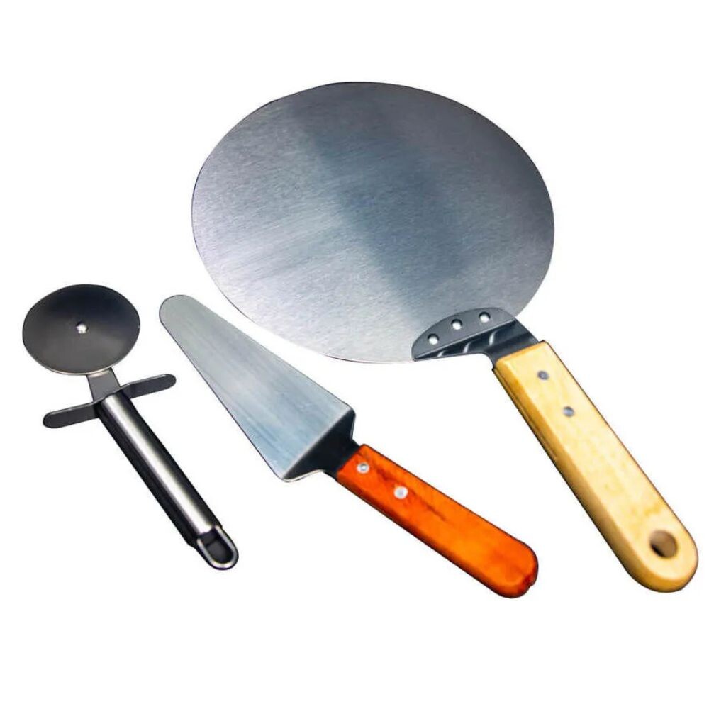 3 Piece Pizza Kit - Pizza Peel, Spatula and Pizza Cutter
