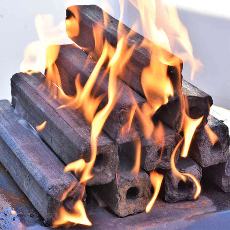 This photo shows a Hot Rods Charcoal Briquettes - Flaming Coals