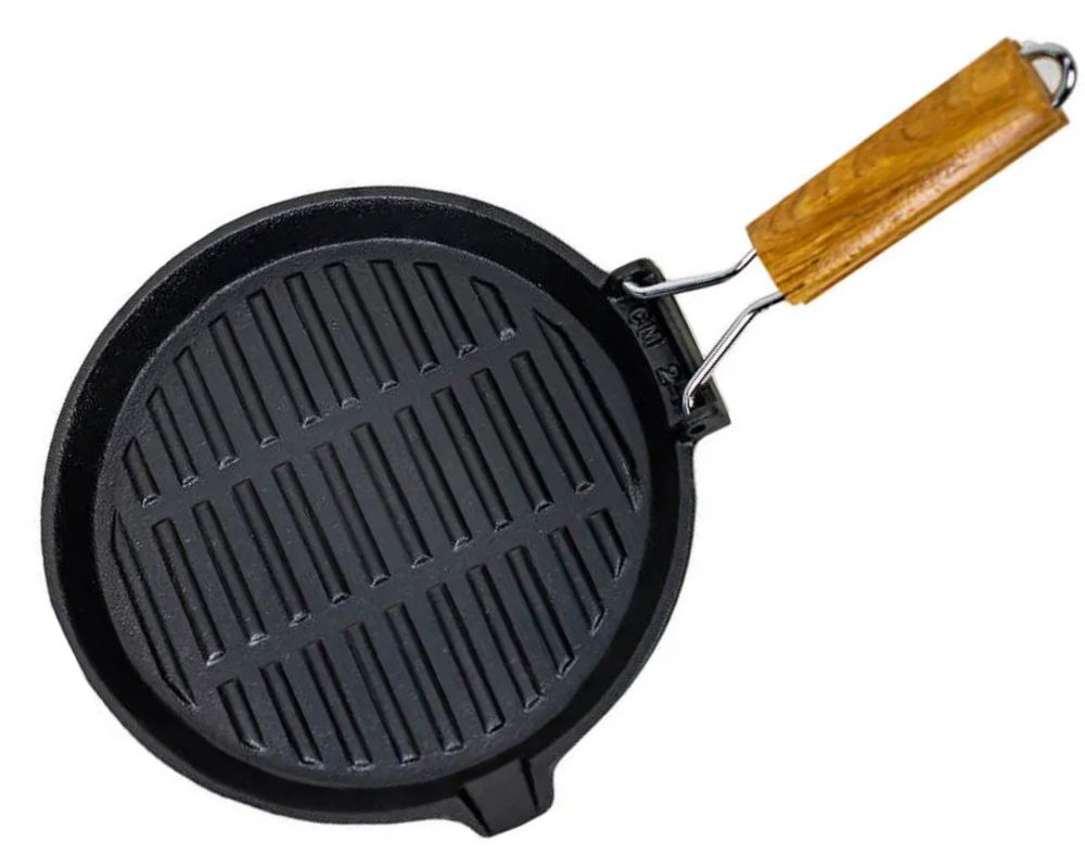 Folding Cast Iron Frypan Preseasoned 240mm Round | Supex