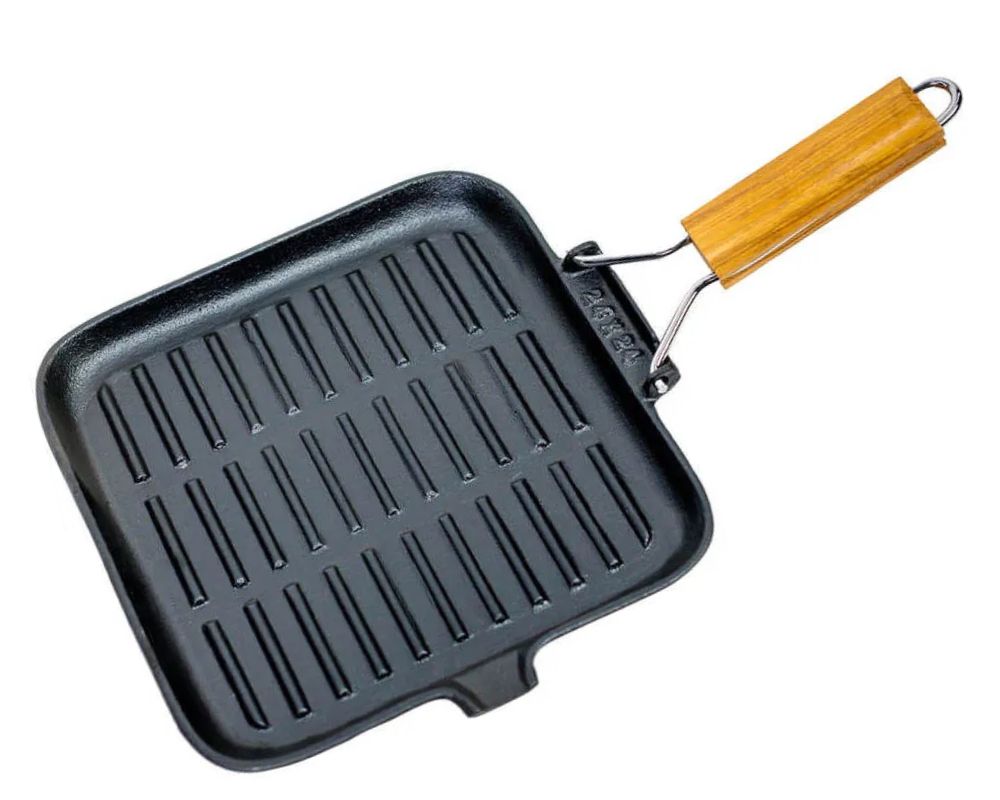 Folding Handle Cast Iron Fry Pan 240mm Square | Supex