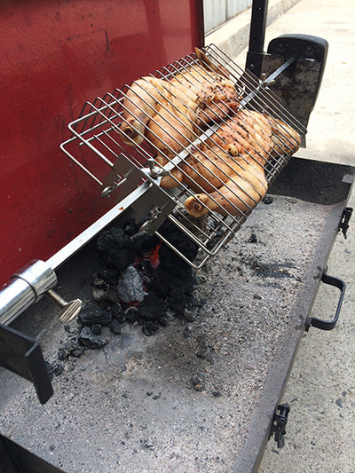 Split Chicken On Bbq Rotisserie Spit Roasters Australia