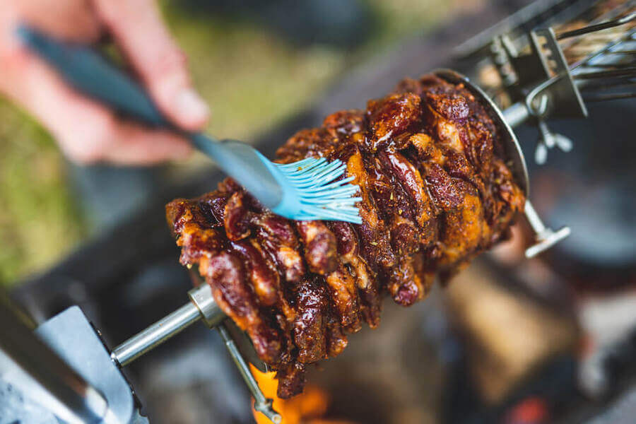 This photo shows a Gyro cooking on a Spit Rotisserie