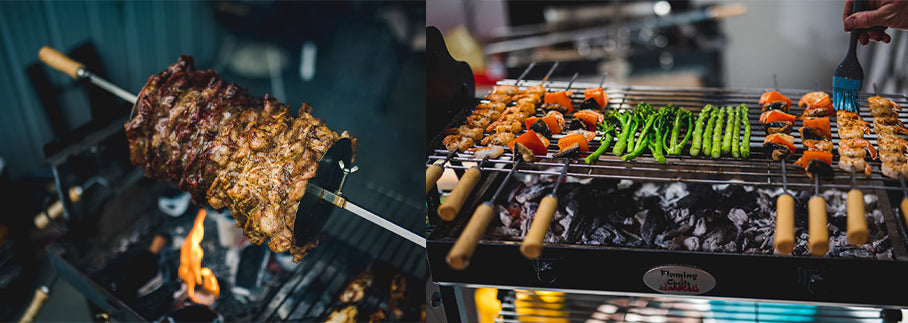 This image shows gyros and kebab cooked in the Cyprus Spit