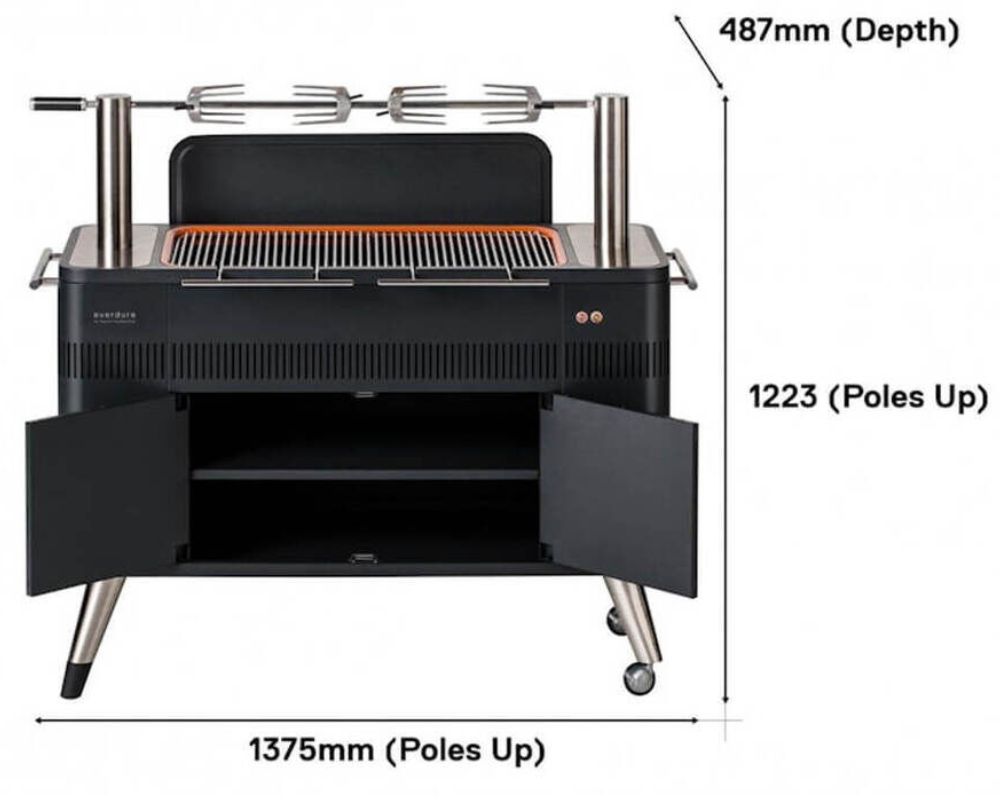 Everdure Hub Charcoal BBQ Spit Roaster Dimension