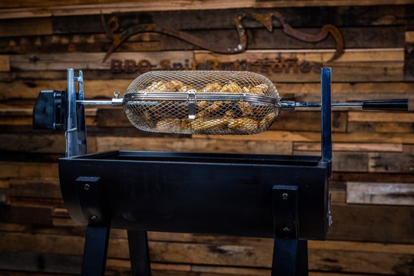 This image shows Chicken Nibbles cooked on a Mini Spit Roaster