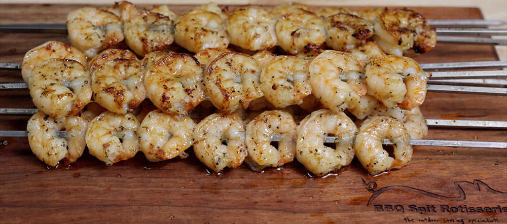 This image shows delicious prawns cooked in Cyprus spit Rotisseries. 