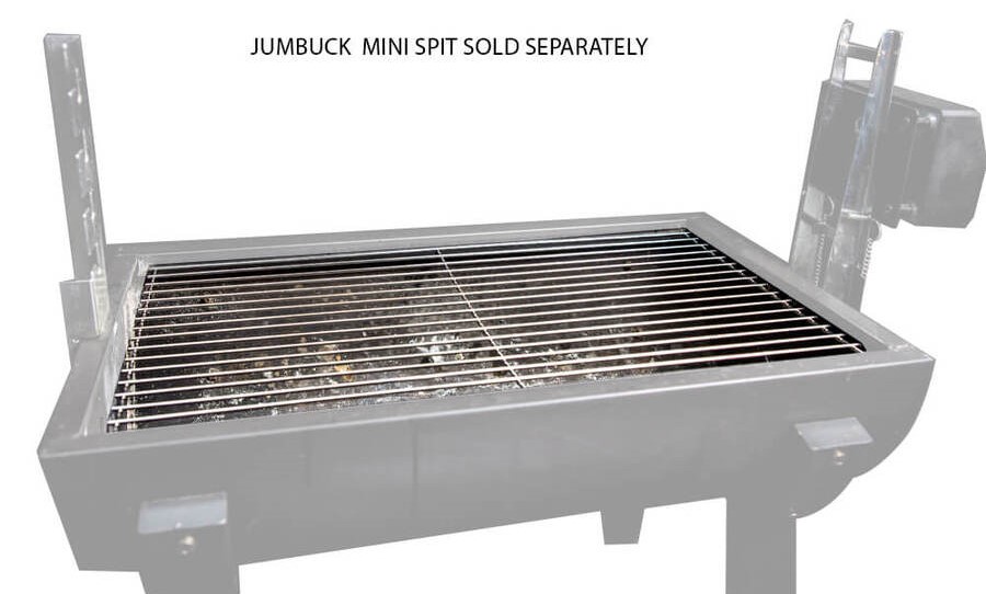 This is a picture on the Jumbuck mini spit cooking grill/grate sitting inside the mini spit
