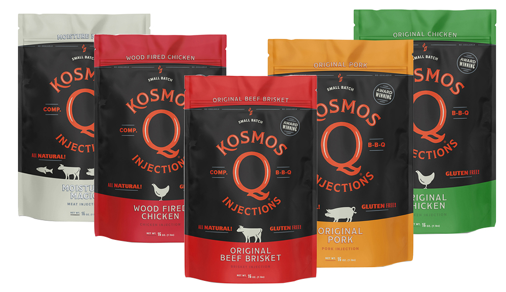 Image showing the contents of the Kosmos Q meat injection 5 pack