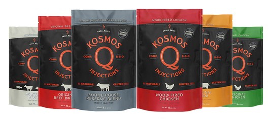 Image showing the contents of the Kosmos Q meat injection 6 pack