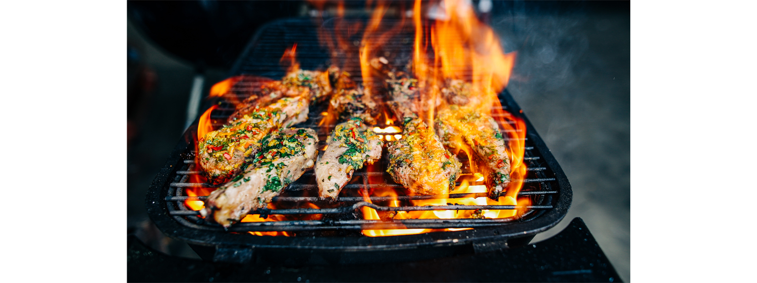 This image shows a lamb cutlets on PK grill