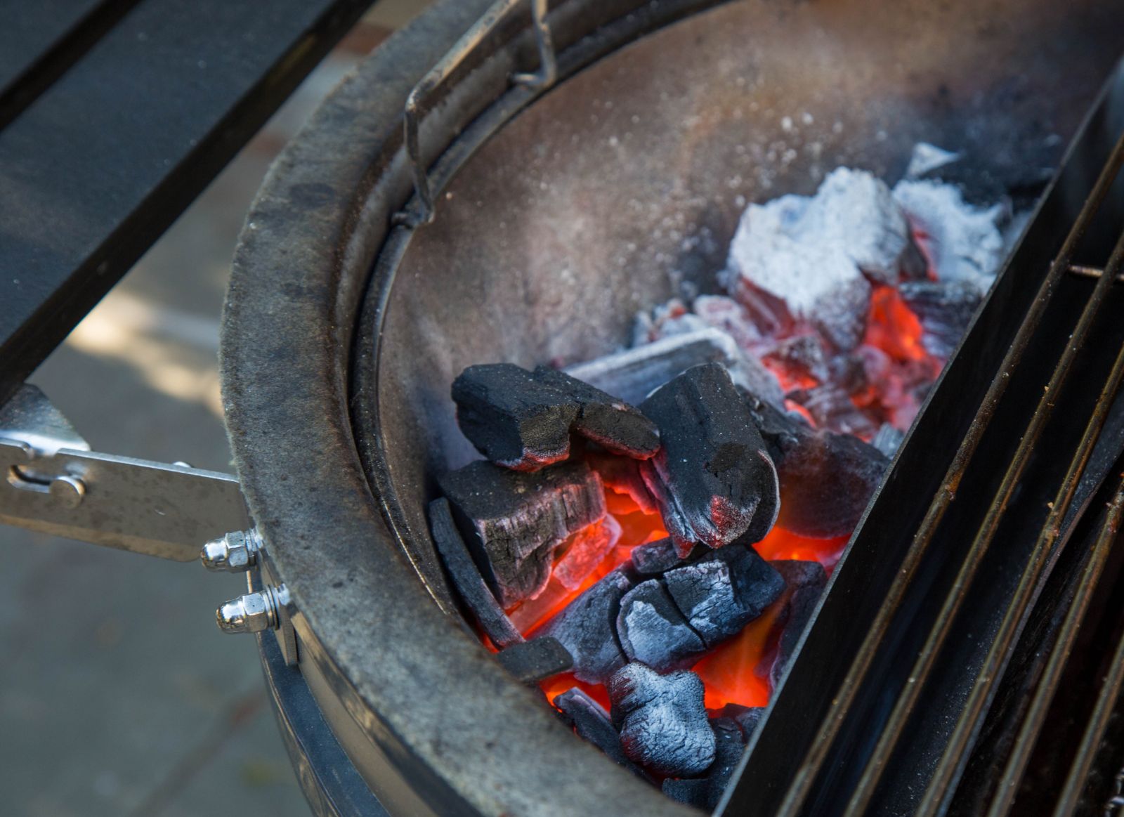 This is a picture of hot coals burning in the slow n Sear