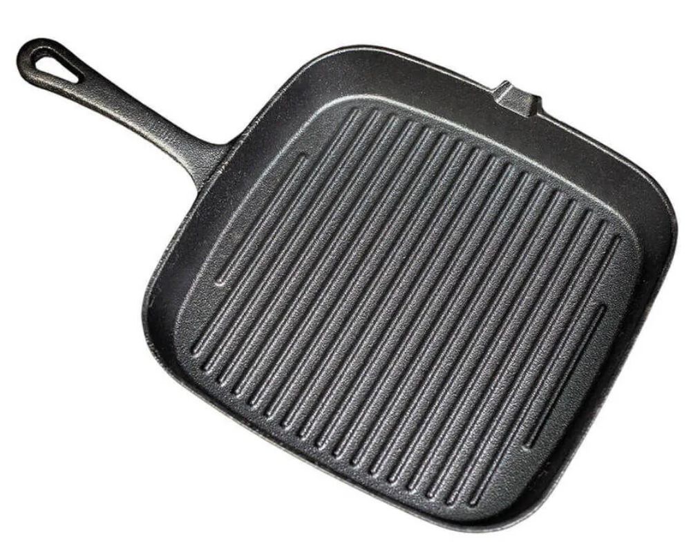 Square Cast Iron Ribbed Skillet 