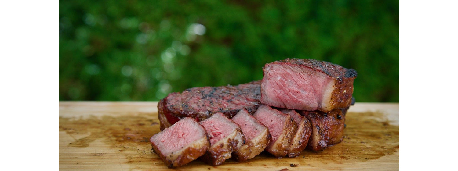 This image shows slices of Newyork steak