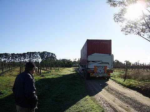 A shipping container loaded with BBQ spits ready for delivery, marking the very first BBQ Spit Rotisseries customer.