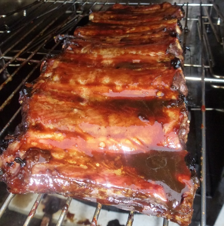 ribs cooked in a meat smoker