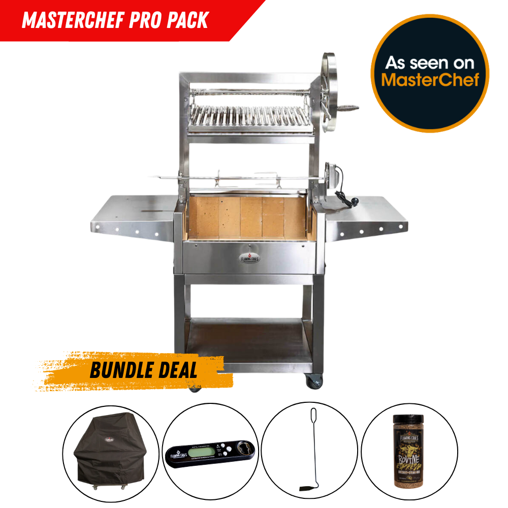 Stainless Steel Parrilla Argentinian BBQ with Rotisserie Masterchef Bundle