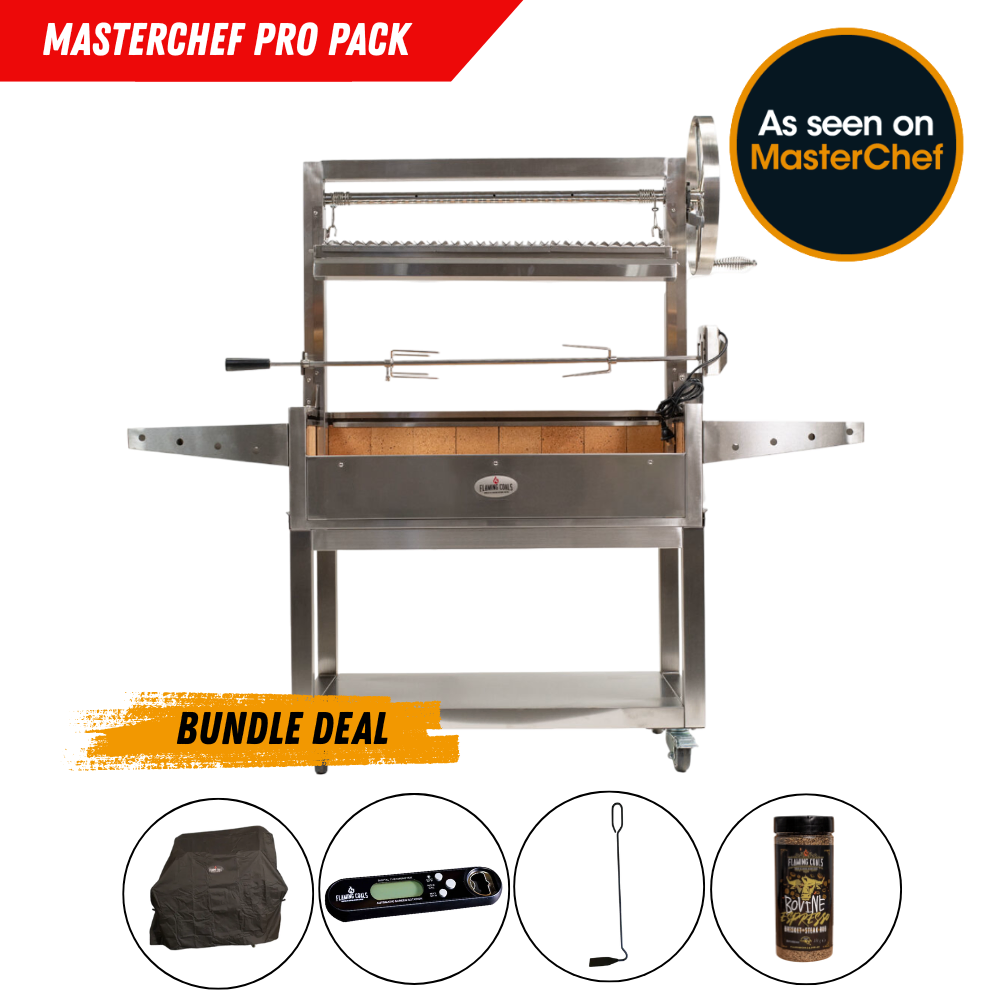Masterchef Bundle - Large Stainless Steel Parrilla BBQ with Rotisserie