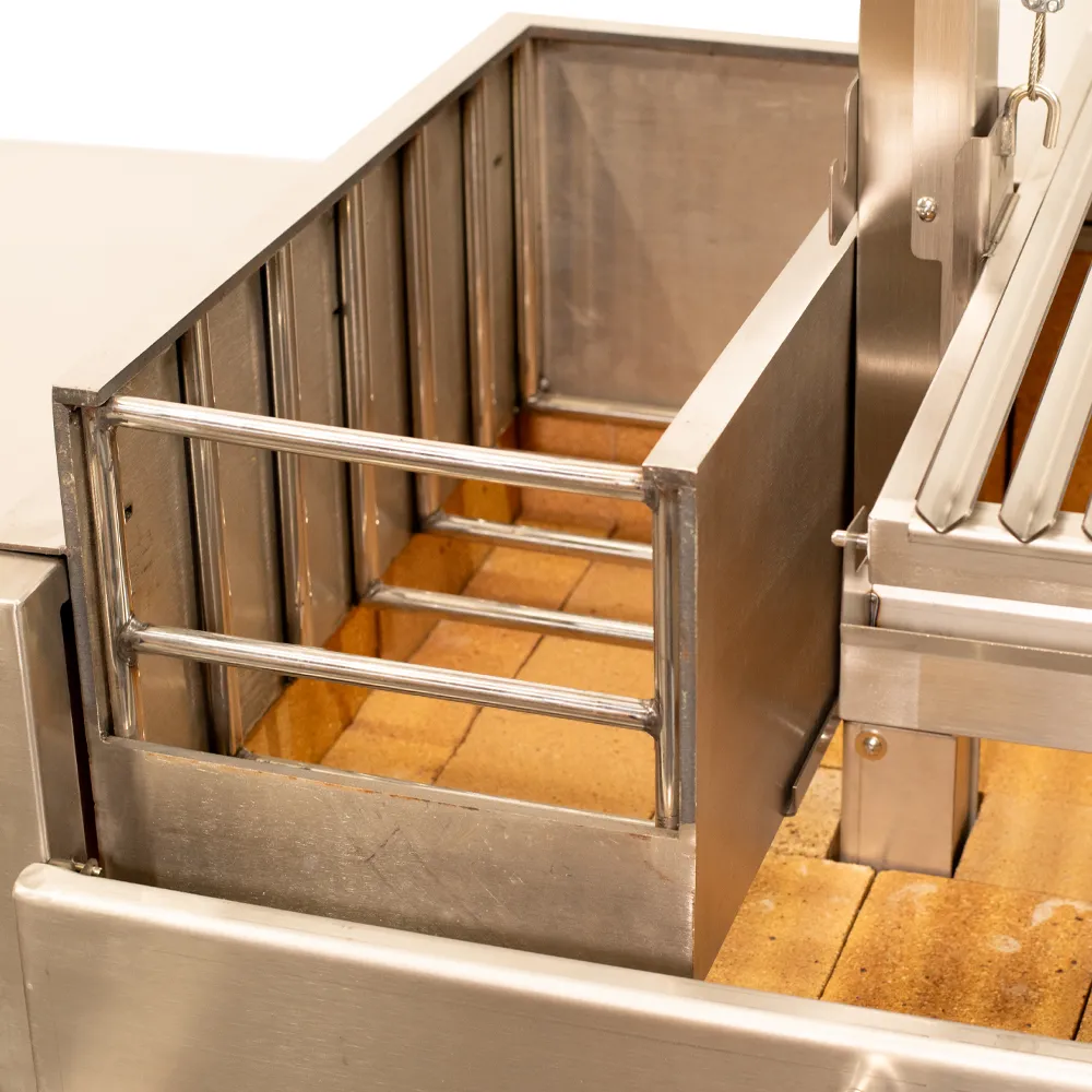 Brasero, the firebox designed for burning timber down to glowing charcoal 