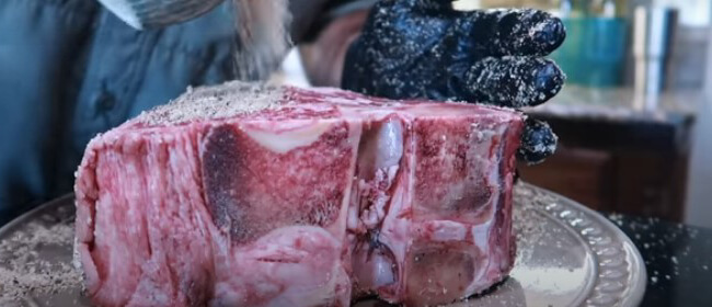 This photo shows a preparation on how to make Porterhouse Steak